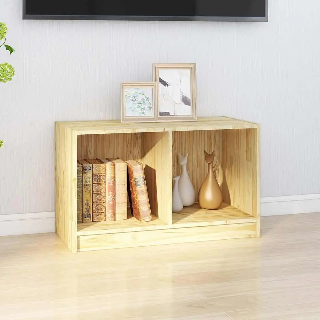 TV Cabinet Brown Solid Pinewood 70x33x42 cm Storage Unit Living Room Furniture