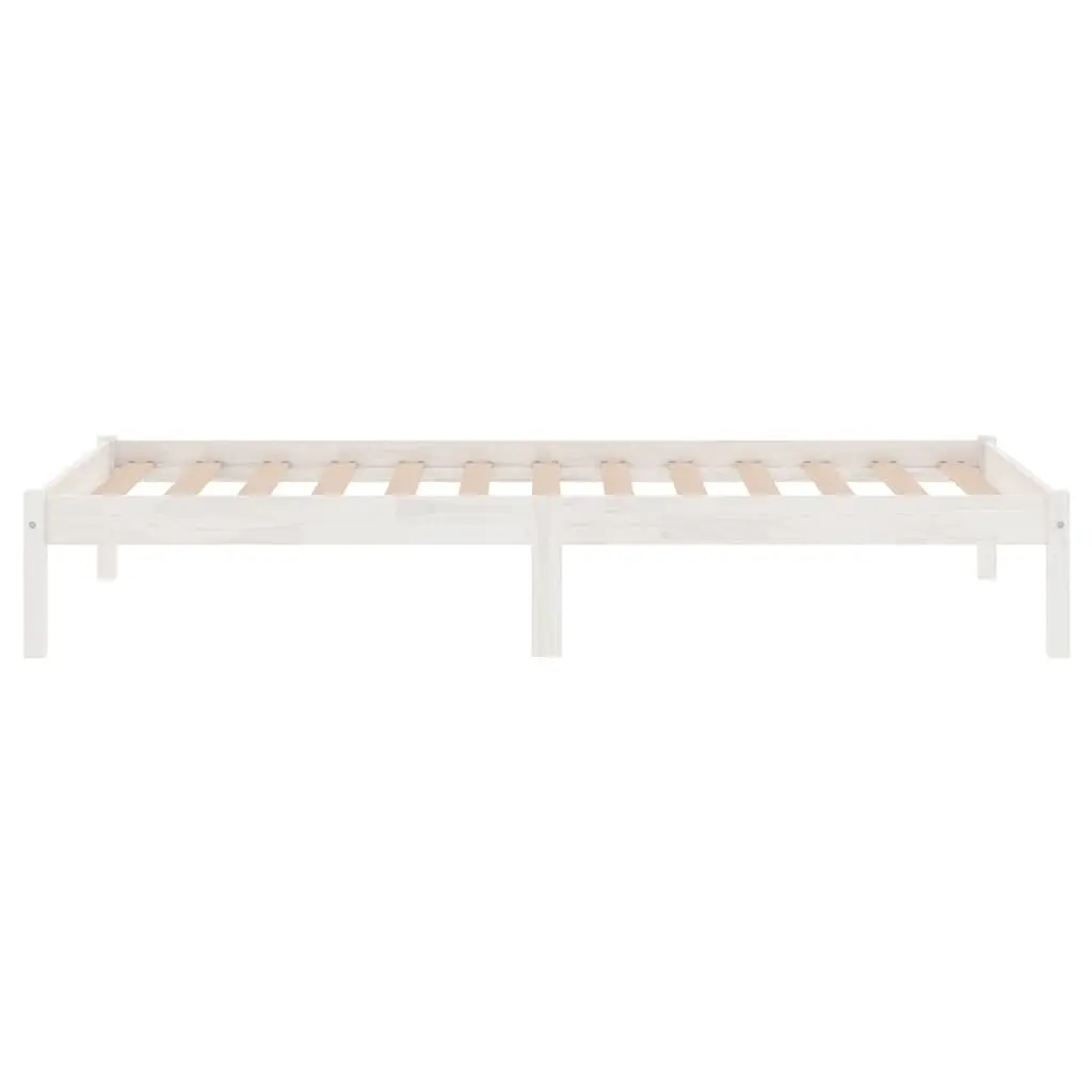 White Solid Pinewood Bed Frame 90x190 cm Slatted Base Modern Bedroom Furniture