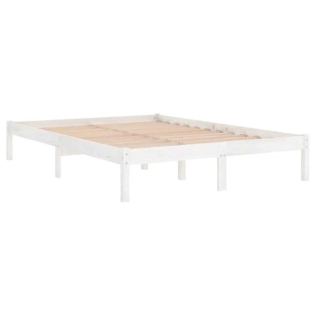 White Solid Wood Bed Frame 135x190 cm