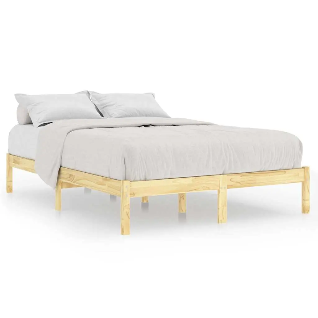 King Size Bed Frame Solid Wood Slatted Base 183x203 cm