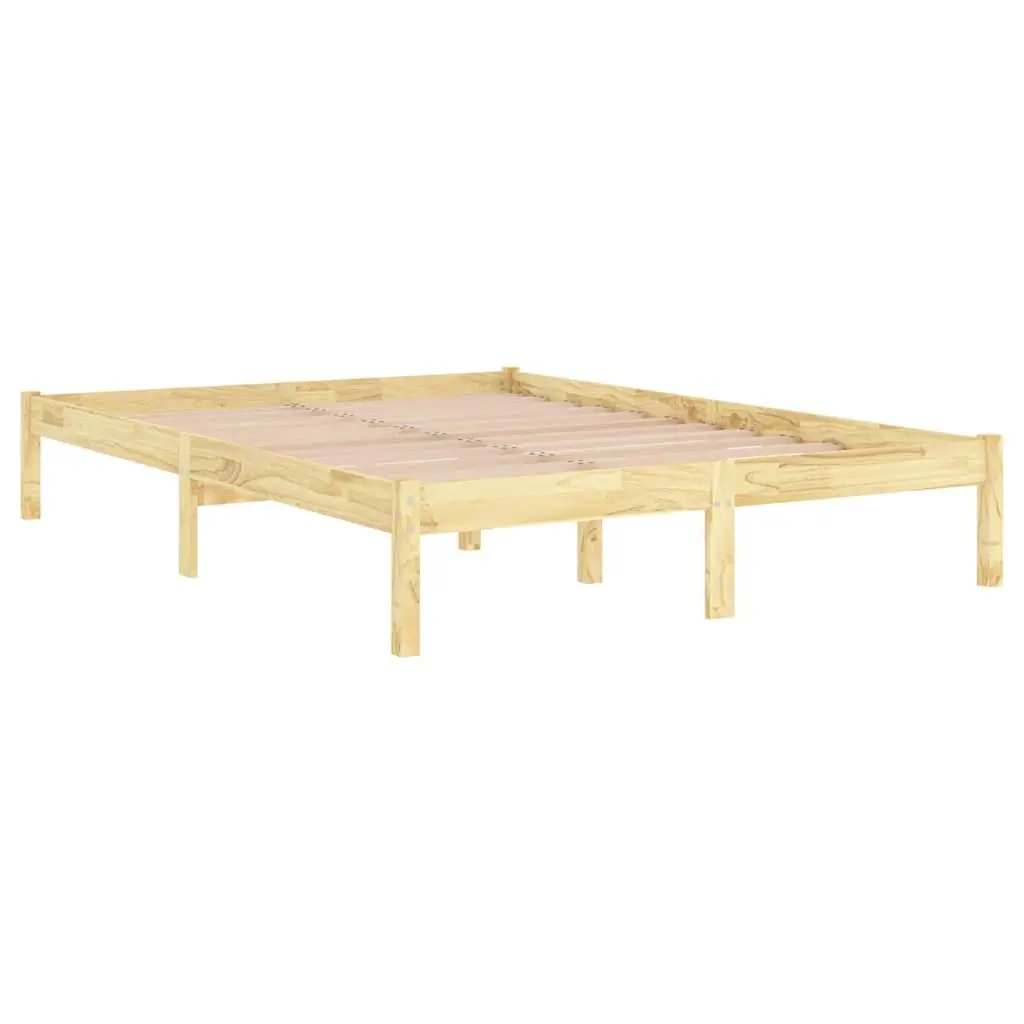 King Size Bed Frame Solid Wood Slatted Base 183x203 cm