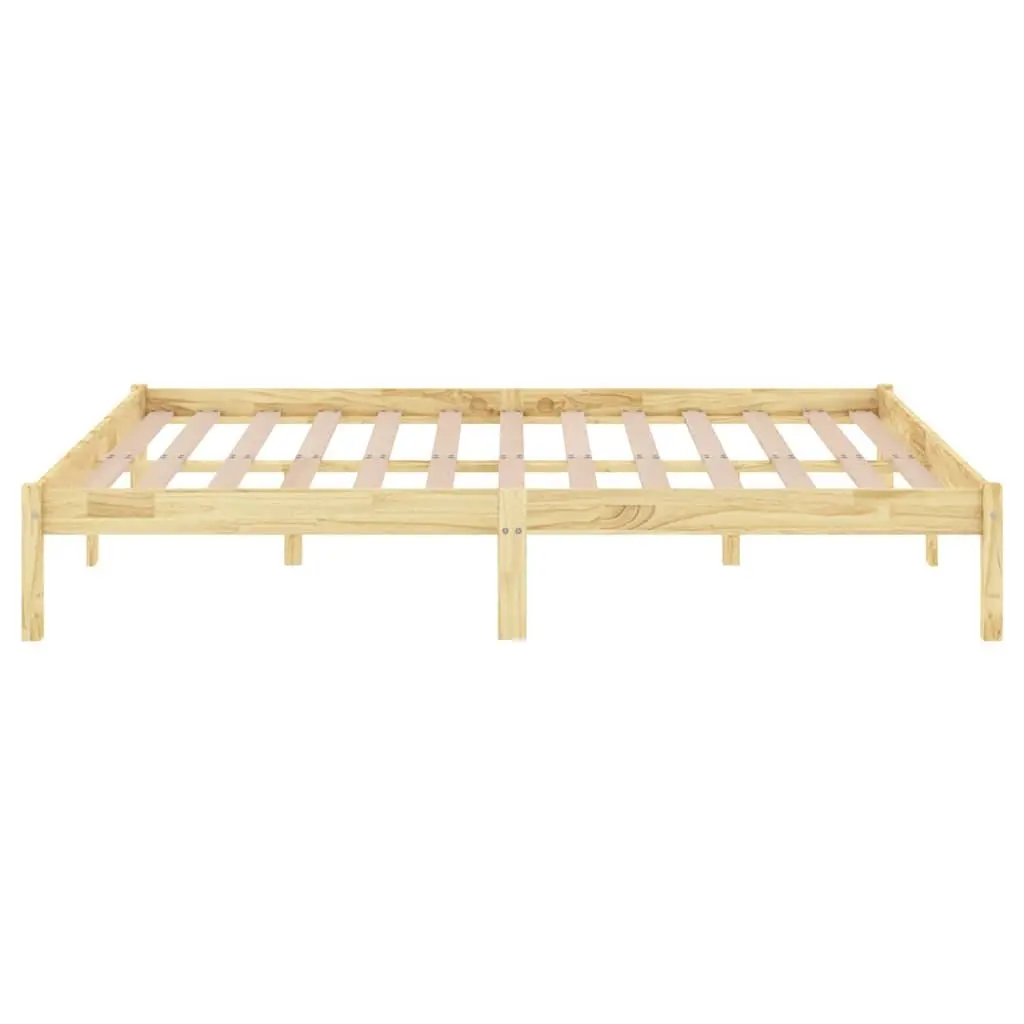 King Size Bed Frame Solid Wood Slatted Base 183x203 cm