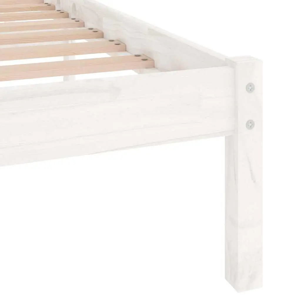 White Solid Wood King Bed Frame Slatted Base 183x203cm Modern Bedroom Furniture