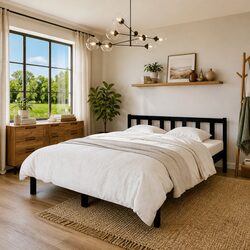 Your Black Solid Wood Pine Bed Frame Awaits