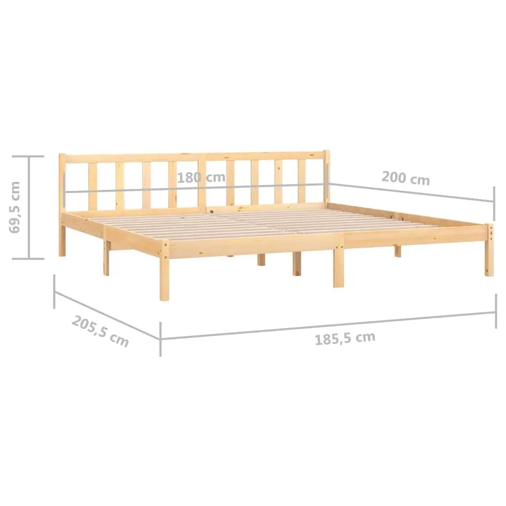 Solid Wood Bed Frame King Size Brown 183x203cm
