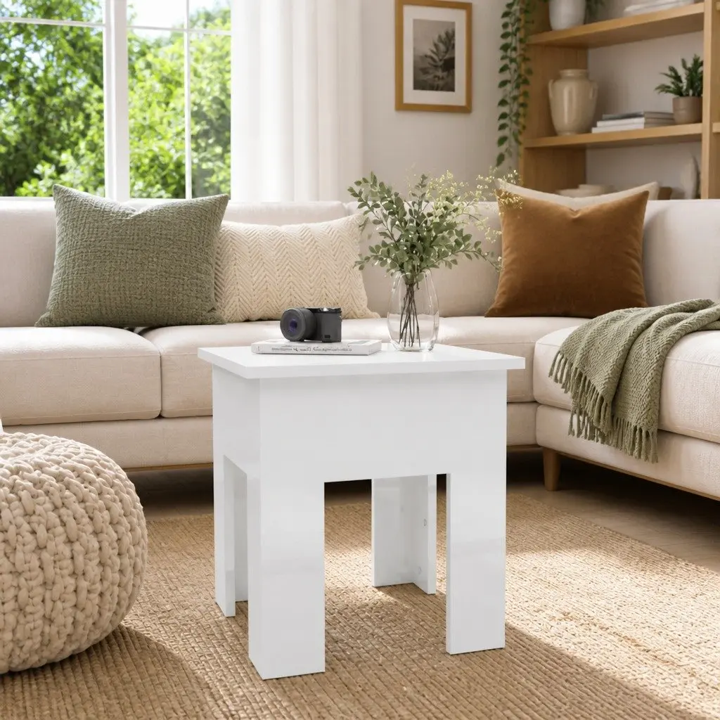 Coffee Table High Gloss White 40x40x42cm