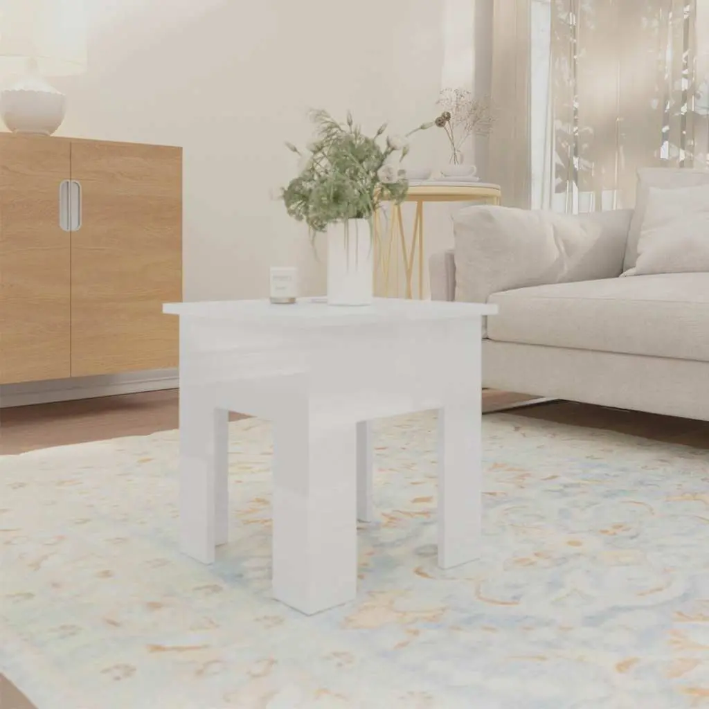 Coffee Table High Gloss White 40x40x42cm