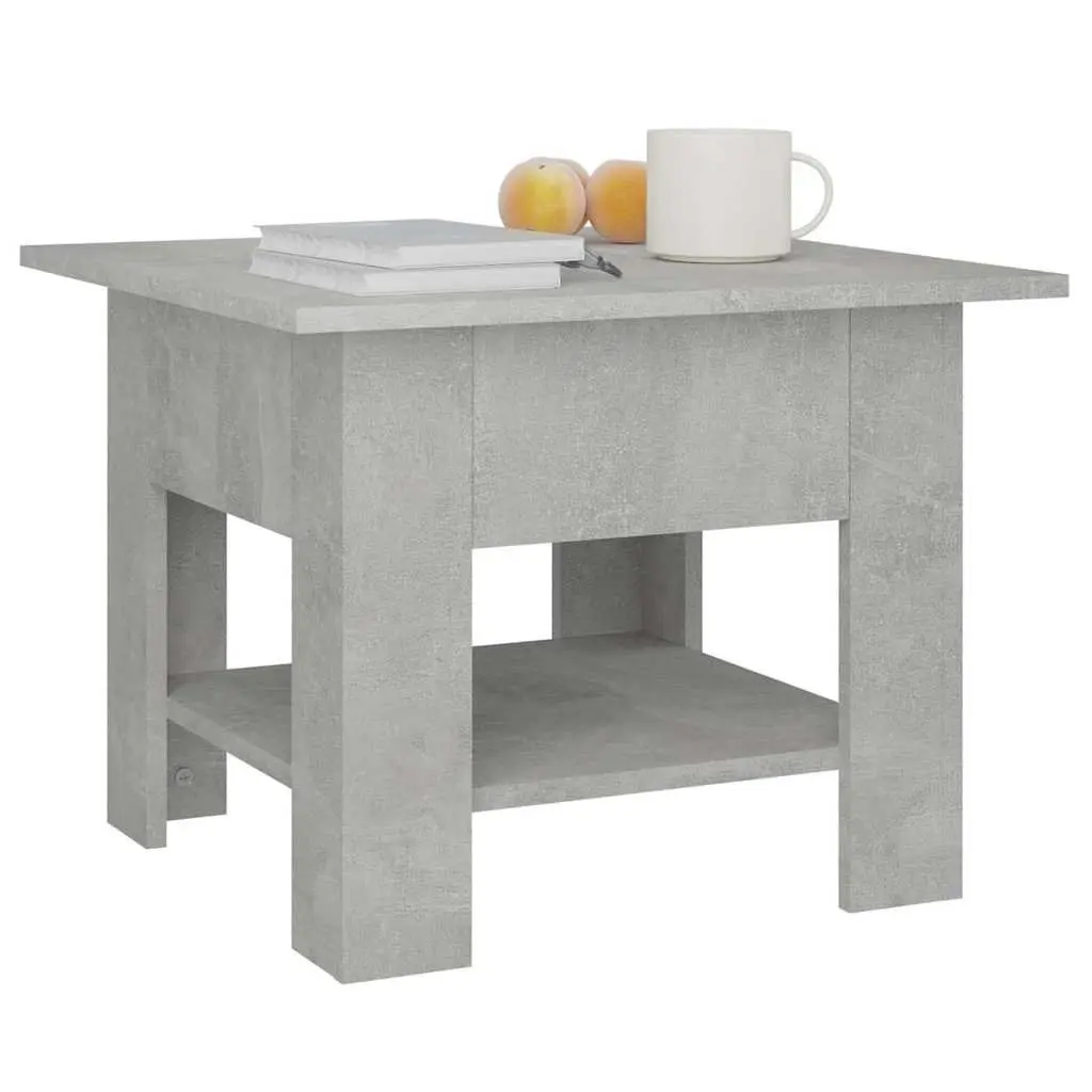 Coffee Table with Storage Shelf Modern Design Living Room Accent Grey 55x55x42cm
