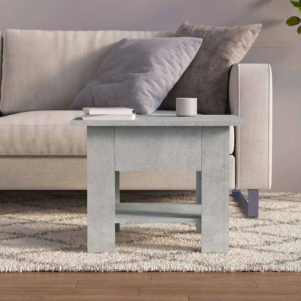 Coffee Table with Storage Shelf Modern Design Living Room Accent Grey 55x55x42cm