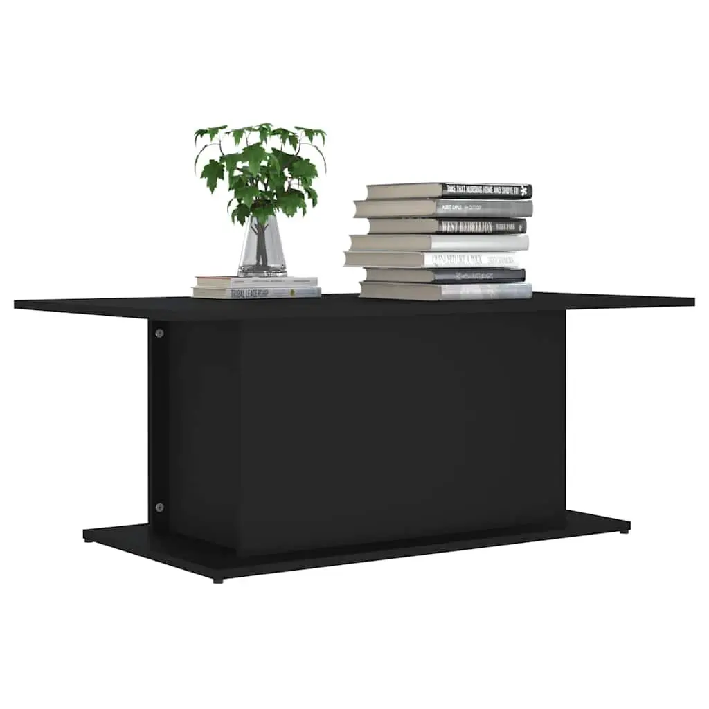 Coffee Table Black Sturdy Engineered Wood 102L x 55.5W x 40H cm