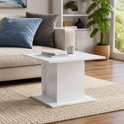 Coffee Table High Gloss White Modern Living Room Accent Furniture 55.5x55.5x40cm