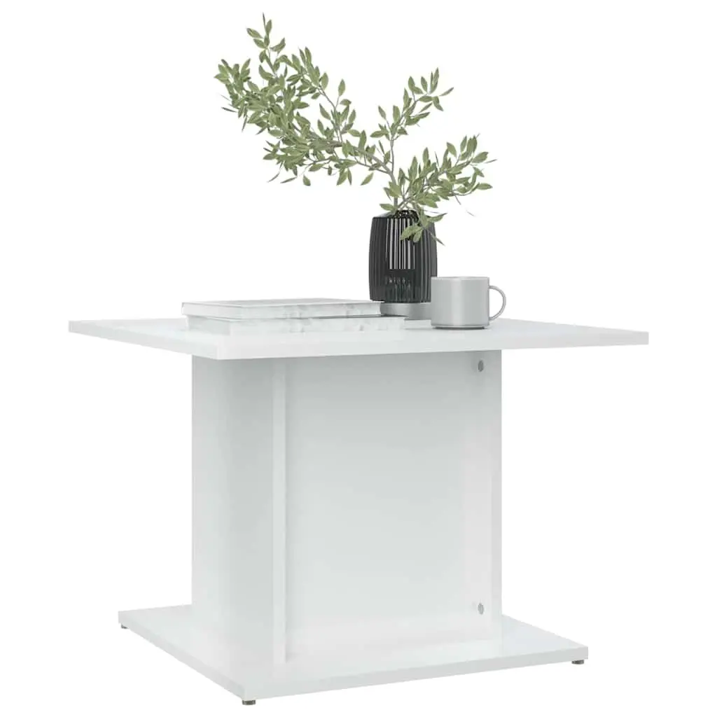 Coffee Table White High Gloss 55.5x55.5x40cm Living Room Accent Furniture
