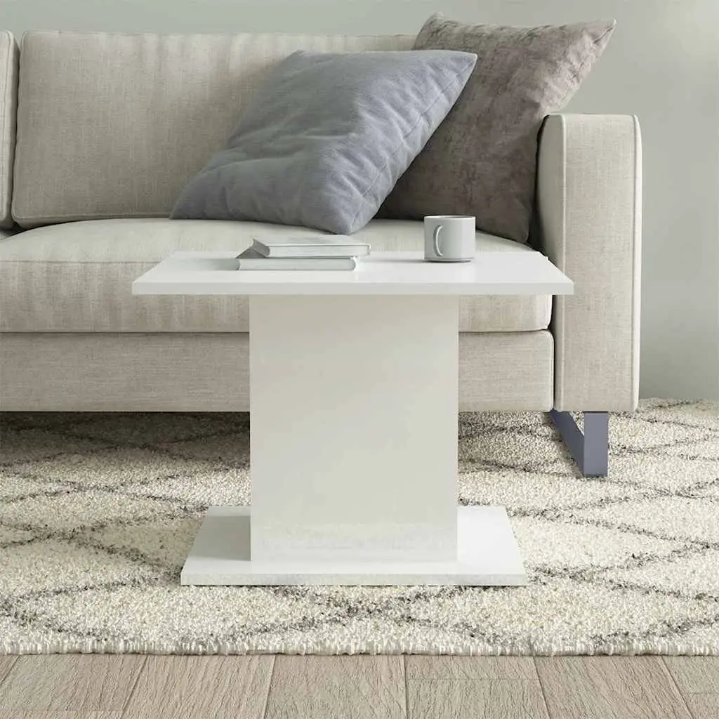 Coffee Table White High Gloss 55.5x55.5x40cm Living Room Accent Furniture