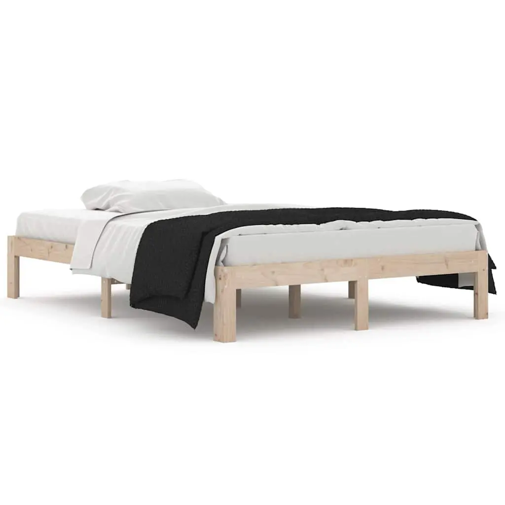 Wooden Bed Frame Solid Pine Wood Brown 135x190 cm Double Size