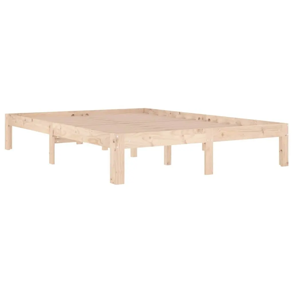 Wooden Bed Frame Solid Pine Wood Brown 135x190 cm Double Size