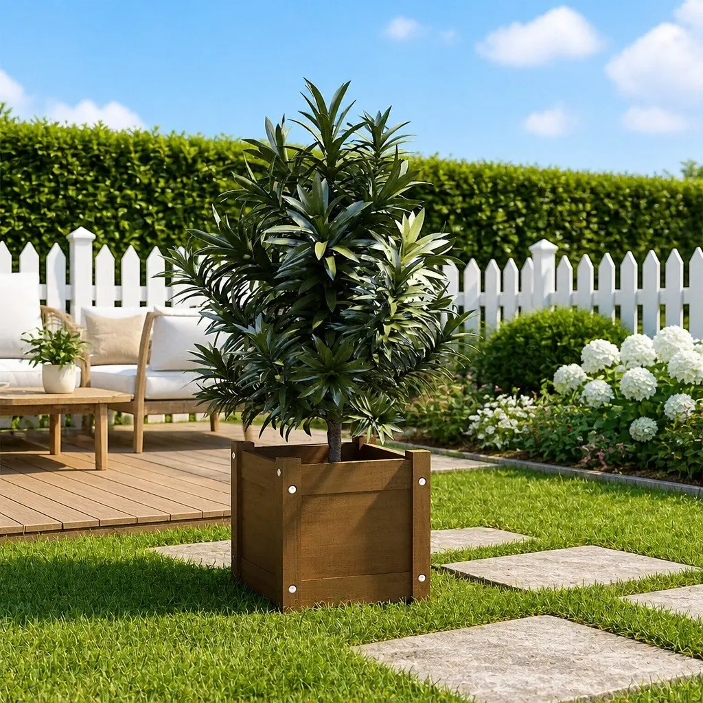 Wooden Planter Box Solid Pinewood Brown 31 x 31 x 31 cm