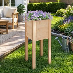 Your New Garden Companion: Wooden Planter Box 31x31x70 cm