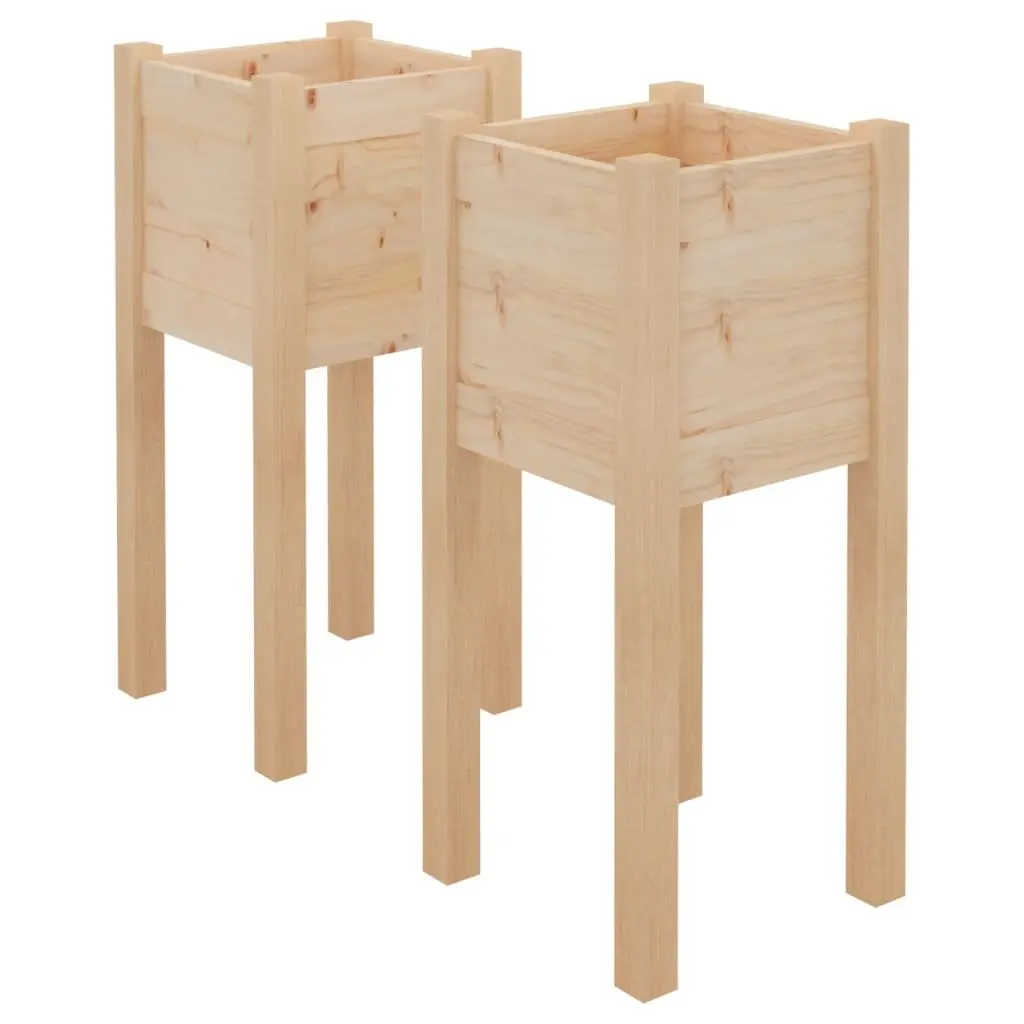 Garden Planters Wooden Raised Beds 31x31x70 cm Outdoor Flower Box