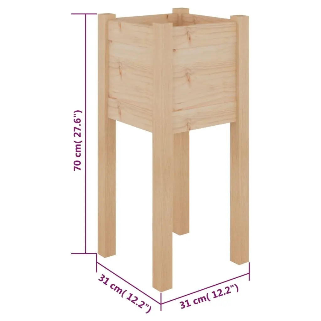 Garden Planters Wooden Raised Beds 31x31x70 cm Outdoor Flower Box