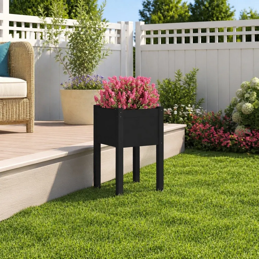 Garden Planter Box Wooden Raised Bed Outdoor 40x40x70cm Black