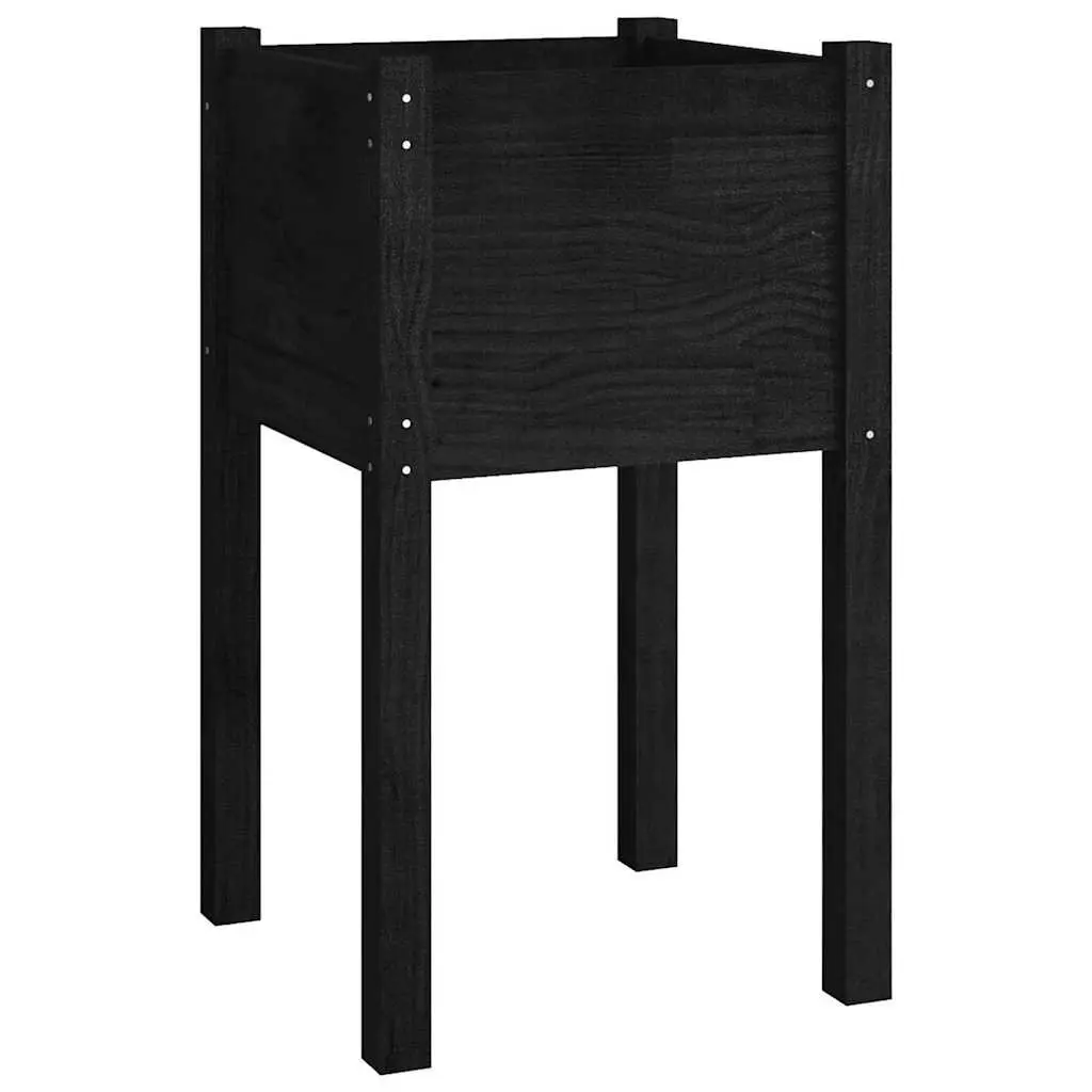 Garden Planter Box Wooden Raised Bed Outdoor 40x40x70cm Black
