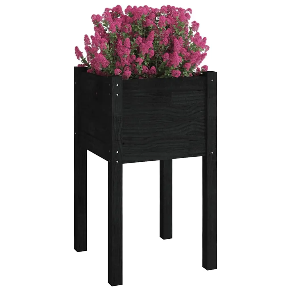 Garden Planter Box Wooden Raised Bed Outdoor 40x40x70cm Black