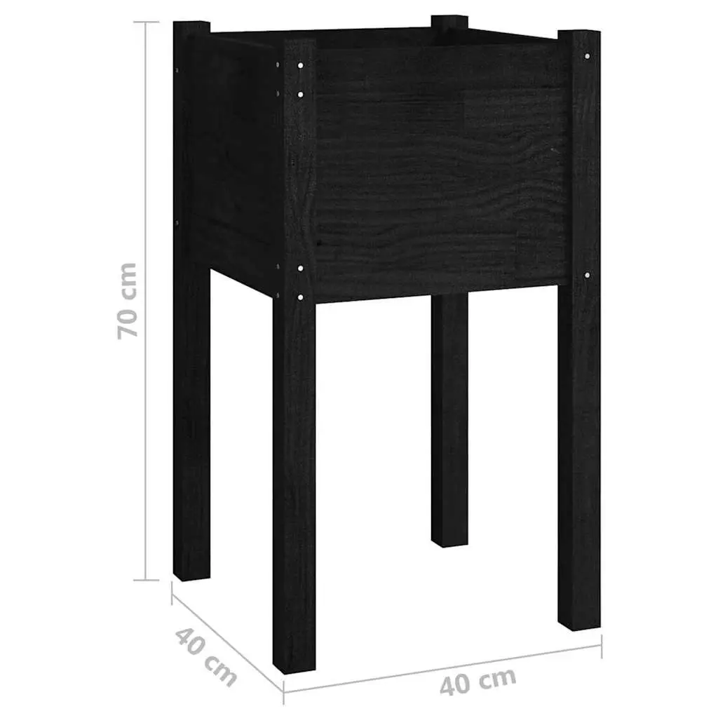 Garden Planter Box Wooden Raised Bed Outdoor 40x40x70cm Black