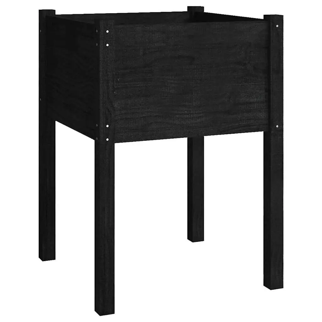 Wooden Garden Planters 2 Pieces Black 50x50x70 cm Raised Flower Bed Box