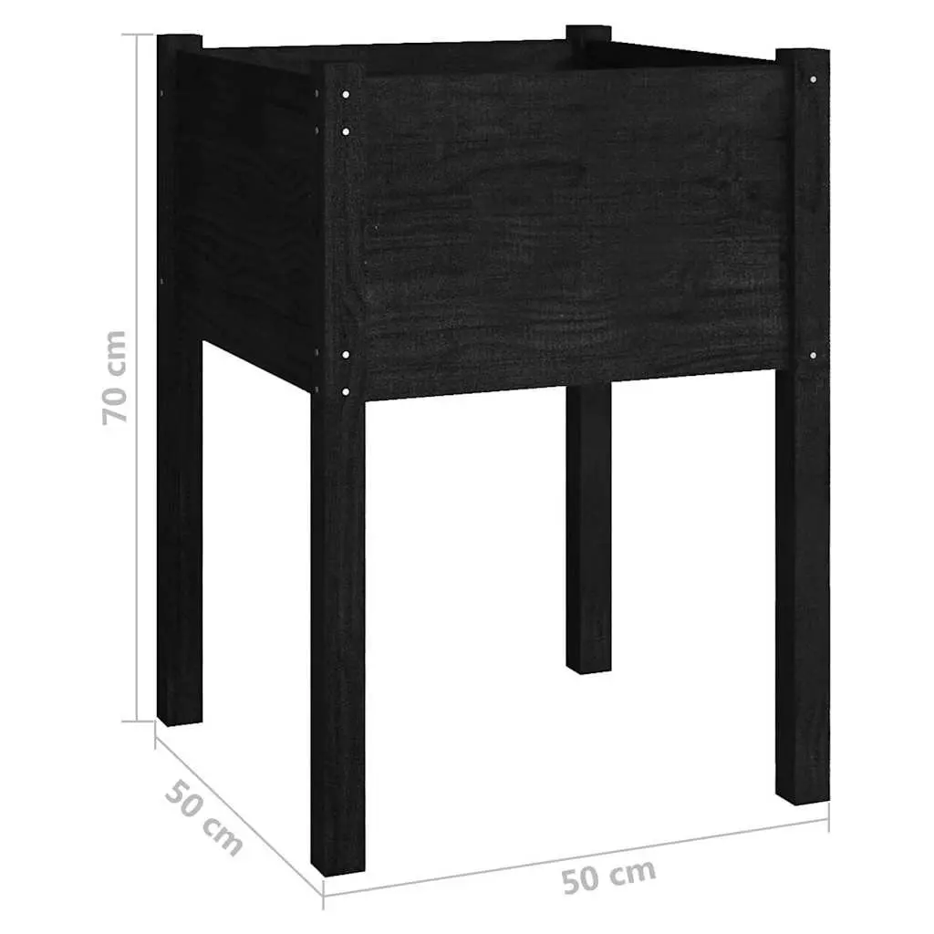 Wooden Garden Planters 2 Pieces Black 50x50x70 cm Raised Flower Bed Box