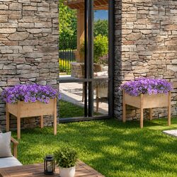 Garden Planters Set of 2 Large Outdoor Flower Boxes Deep Wide Planter Pots