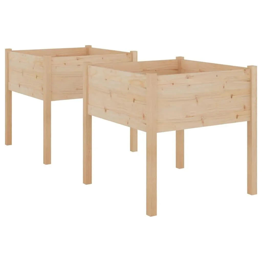 Garden Planters Deep Wide 70 x 70 x 70 cm Set of 2 Outdoor Flower Boxes