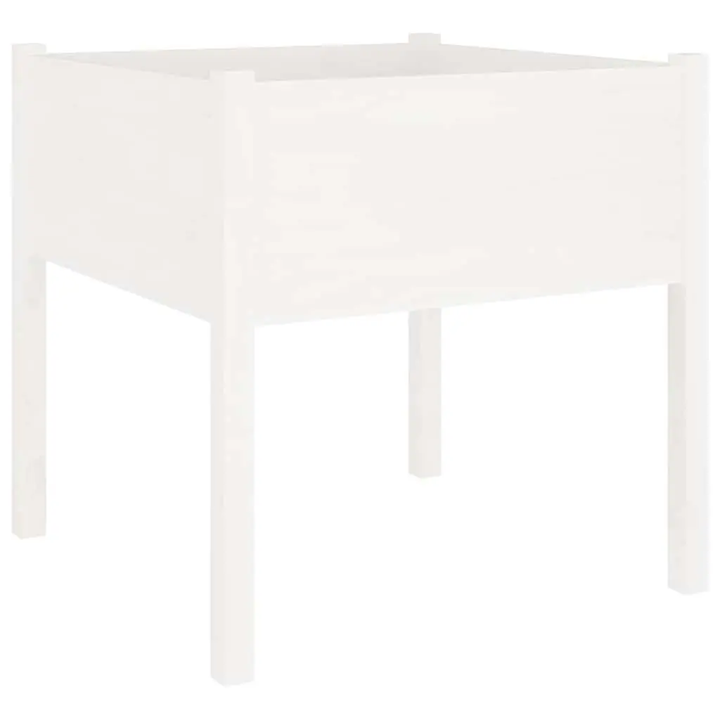 Garden Planter Box White Solid Wood 70x70x70cm Outdoor Flower Pot Container
