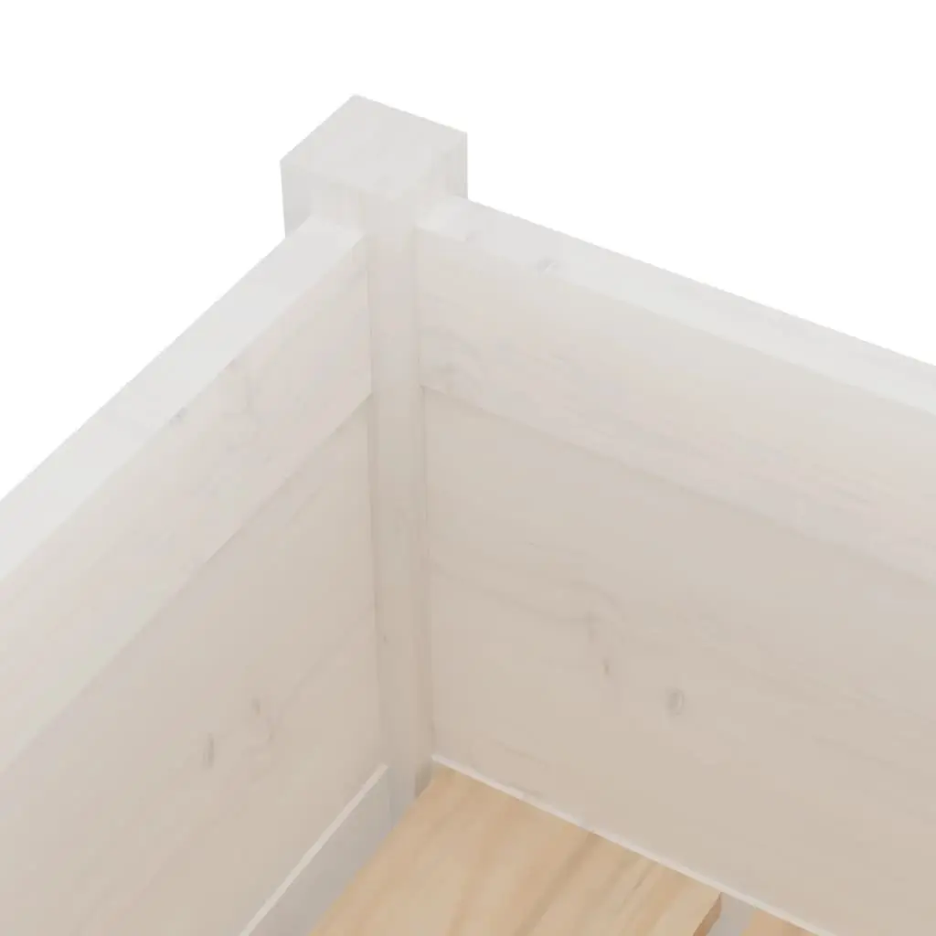 Garden Planter Box White Solid Wood 70x70x70cm Outdoor Flower Pot Container