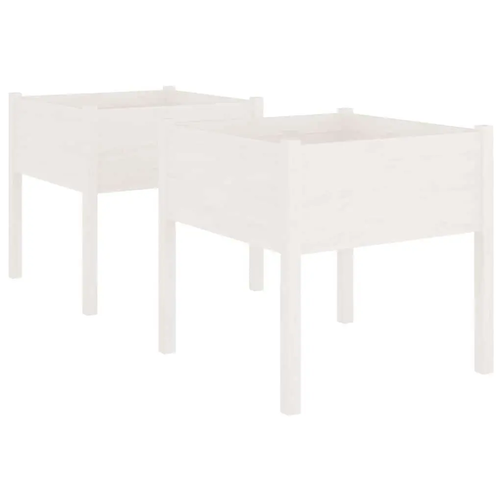 Garden Planters Deep Wide White 70x70x70 cm 2 pcs