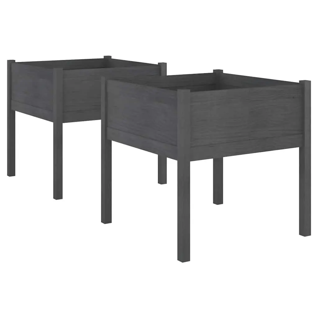Garden Planters Deep Wide Grey 2 Pieces Outdoor Flower Boxes