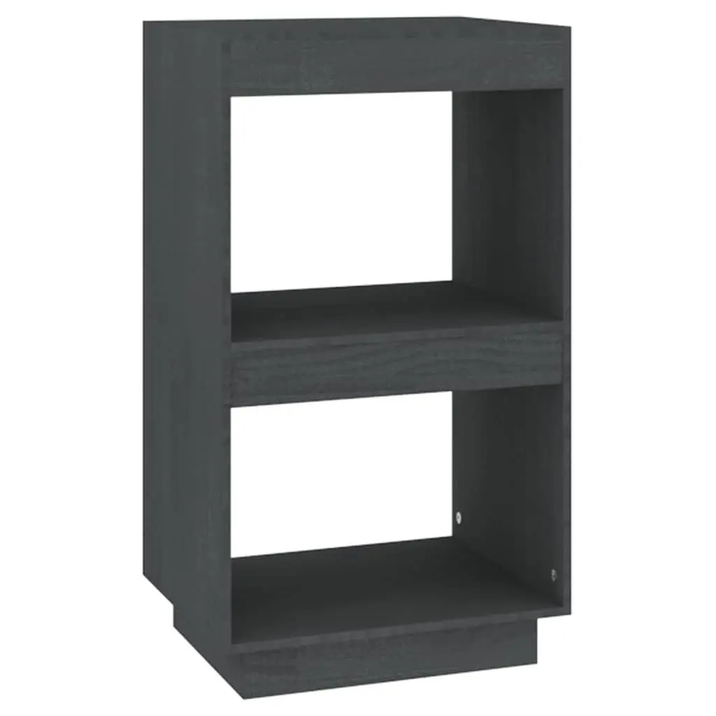 Book Cabinet Grey Solid Pinewood Storage Shelving Unit
