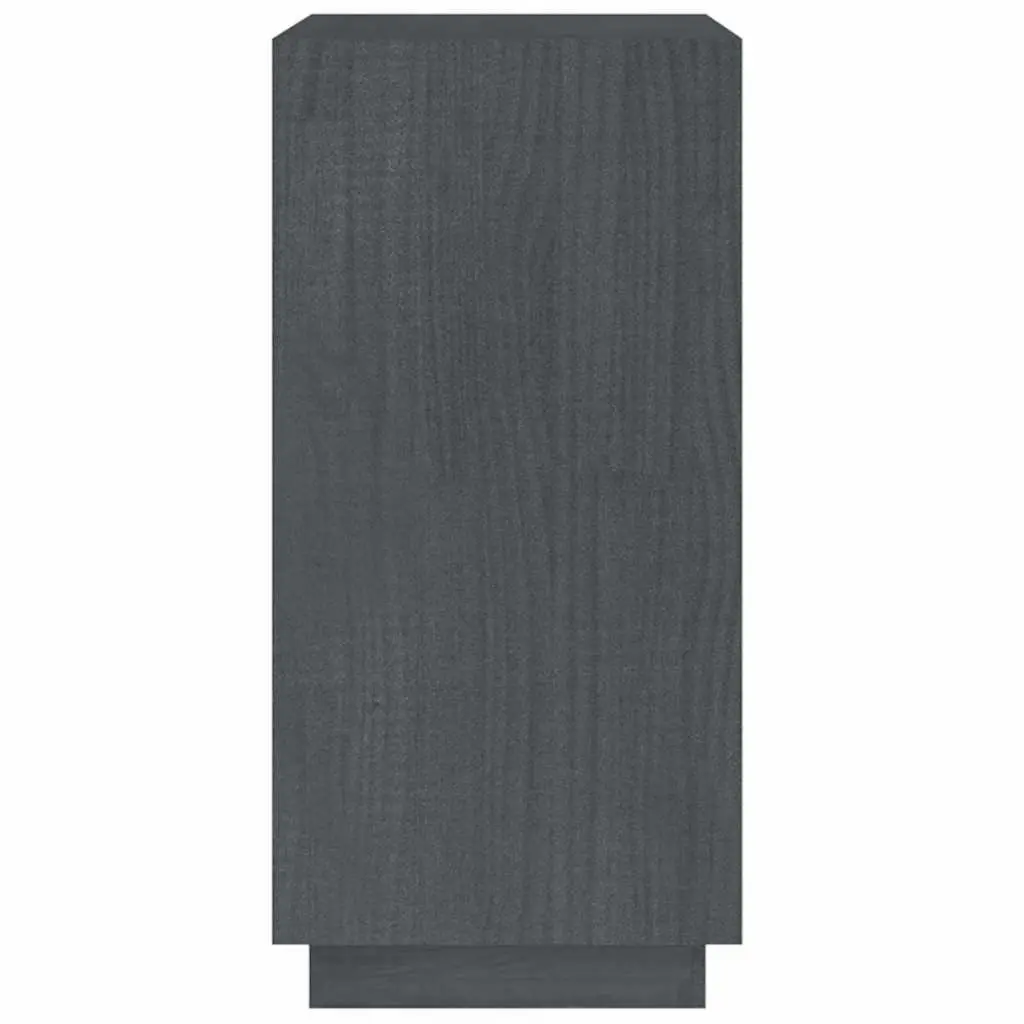 Book Cabinet Grey Solid Pinewood Storage Shelving Unit