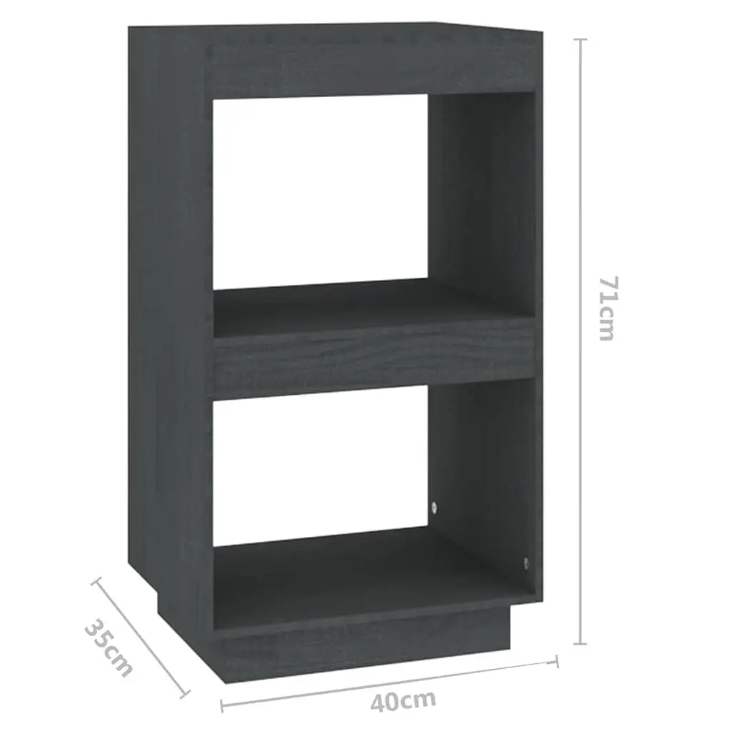 Book Cabinet Grey Solid Pinewood Storage Shelving Unit