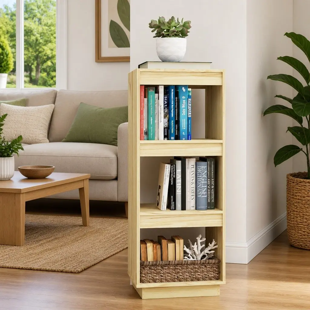 Solid Pinewood Book Cabinet Room Divider Bookshelf 40x35x103cm
