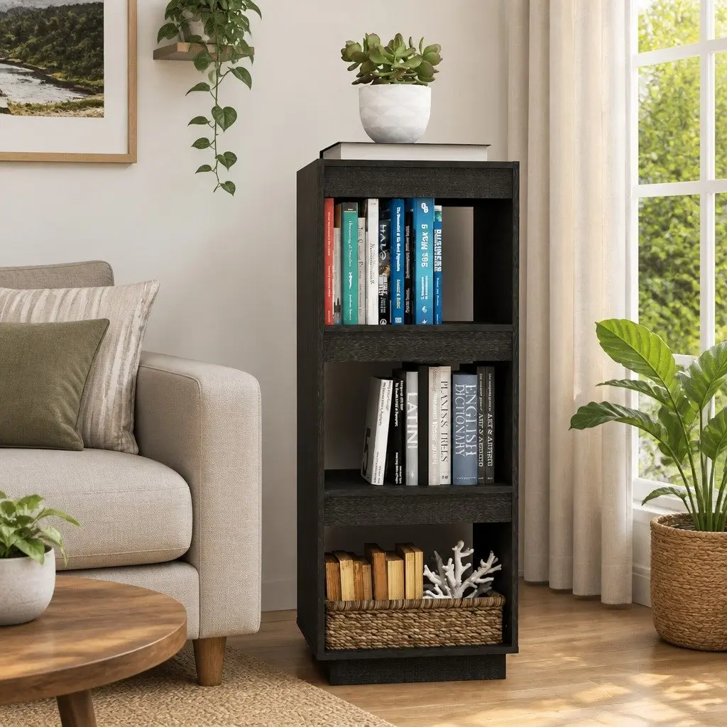 Book Cabinet Room Divider Solid Pinewood Grey 40x35x103cm