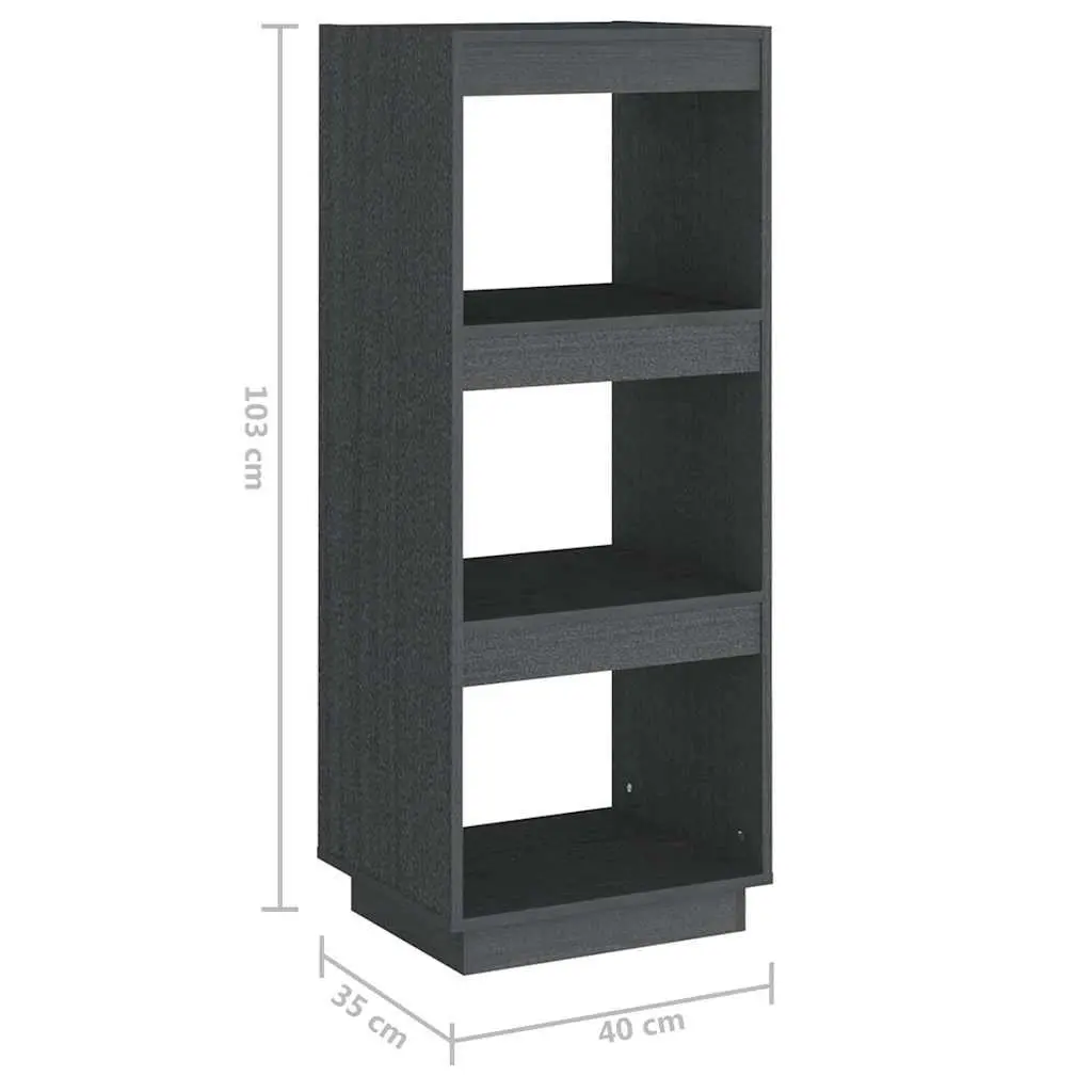 Book Cabinet Room Divider Solid Pinewood Grey 40x35x103cm