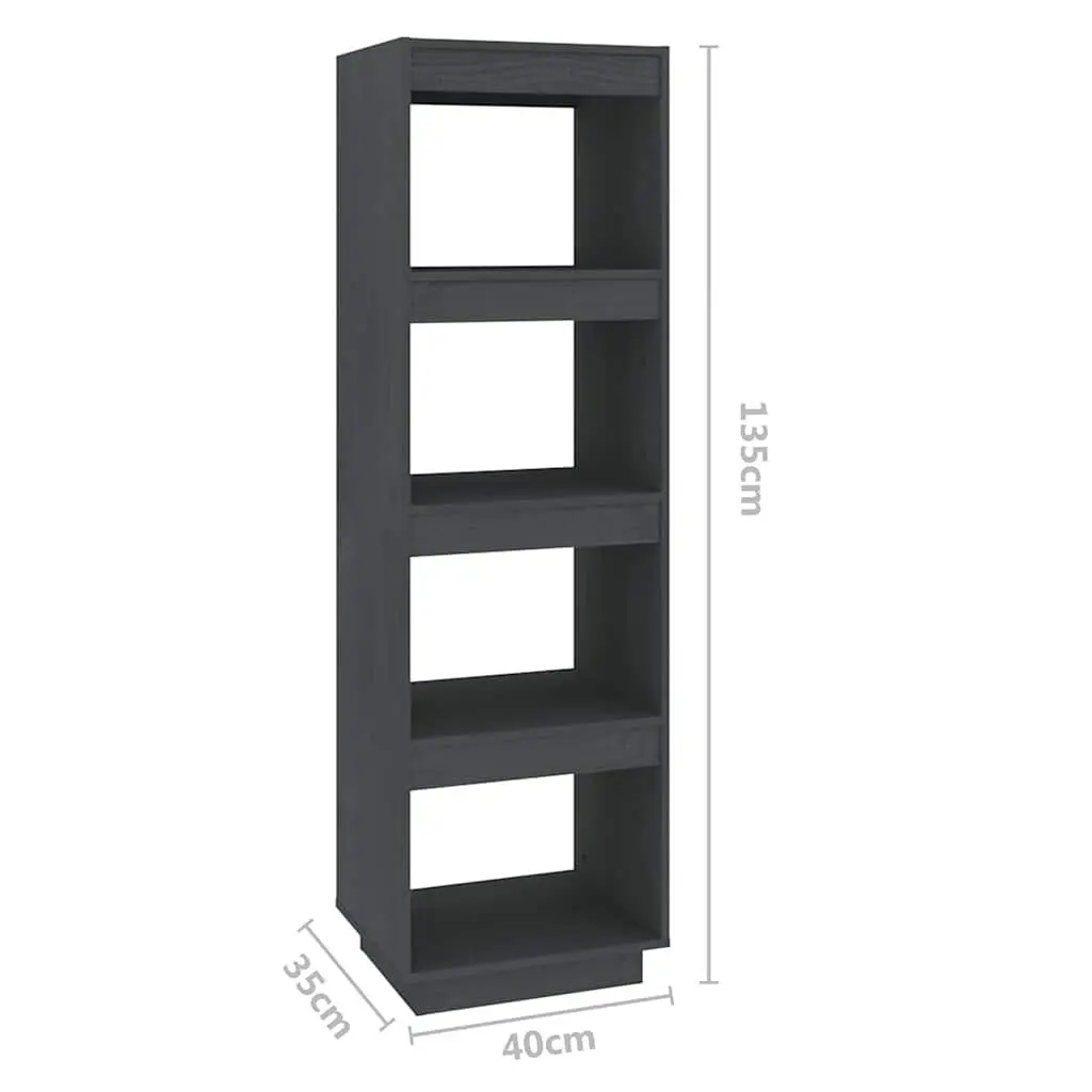 Book Cabinet Room Divider Grey Wooden Shelving Storage Unit 40 x 35 x 135 cm