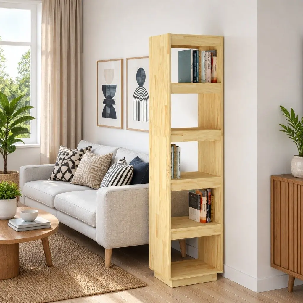 Solid Pinewood Book Cabinet 40x35x167cm