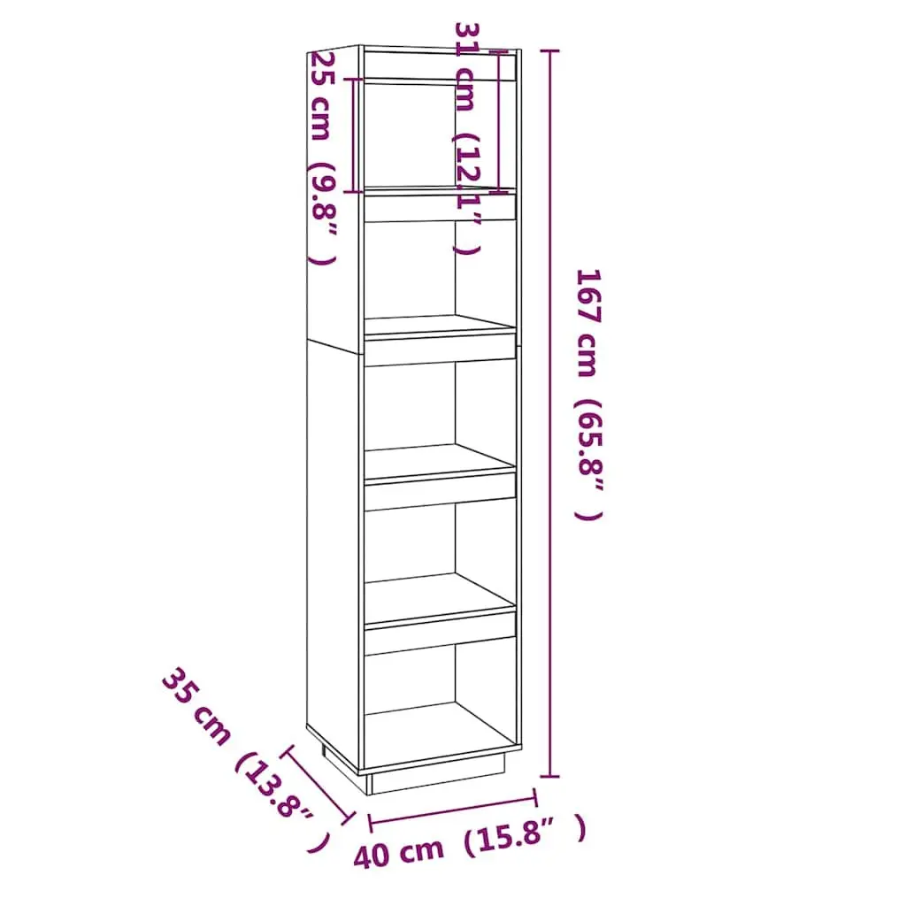 Book Cabinet Room Divider Grey 40x35x167 cm Solid Wood Pine Storage Shelf
