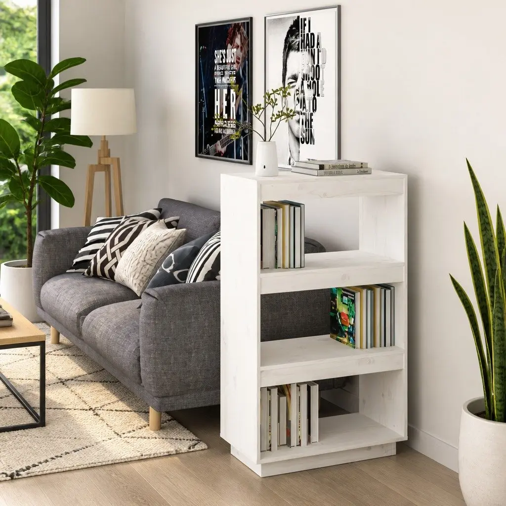 Book Cabinet Room Divider White Wooden Shelving Storage Display