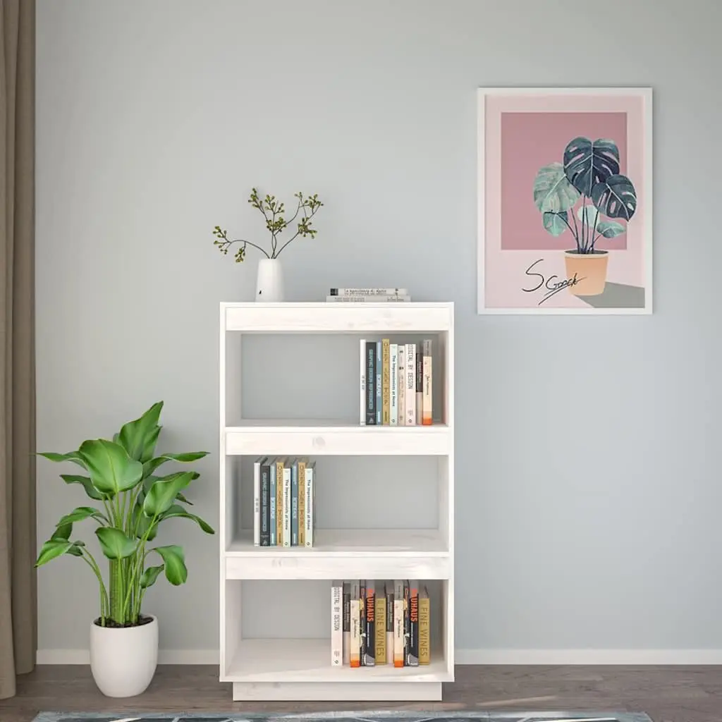 Book Cabinet Room Divider White Wooden Shelving Storage Display