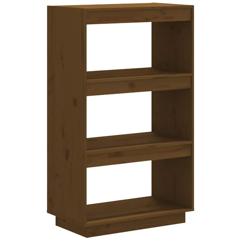 Book Cabinet Room Divider Honey Brown Solid Pinewood 60W x 35D x 103H cm