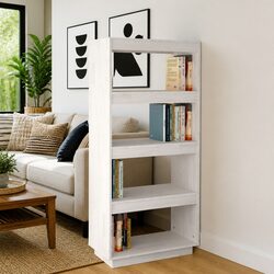 Book Cabinet Room Divider White 60x35x135 cm Solid Pinewood Bookshelf Storage