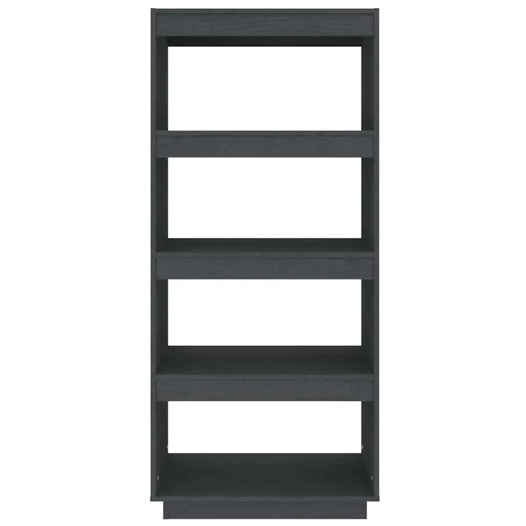 Wooden Bookcase Grey Solid Pine Room Divider Shelving Unit 60x35x135cm