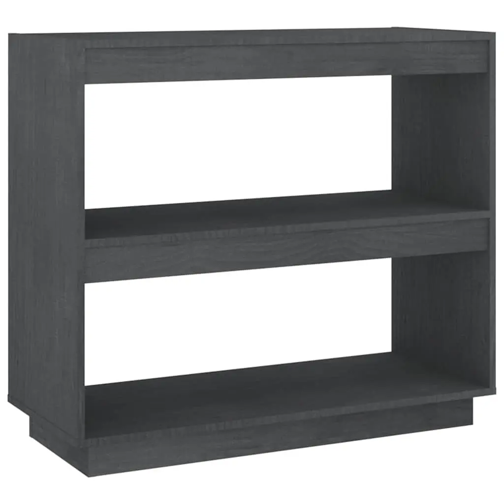 Book Cabinet Grey Solid Pinewood Bookshelf Storage Shelves